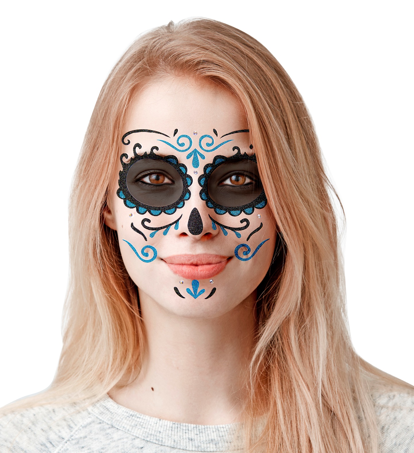 Strass viso adesivi Dia de los Muertos: ,e vestiti di carnevale online -  Vegaoo
